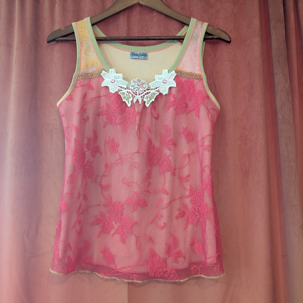 Floral Lace Tank Top with Embroidered Detail